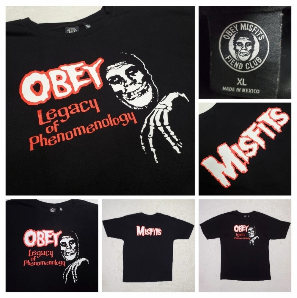 MISFITS x OBEY Legacy of Phenomenology Men's Size XL T-Shirt 2017 Black Red EUC